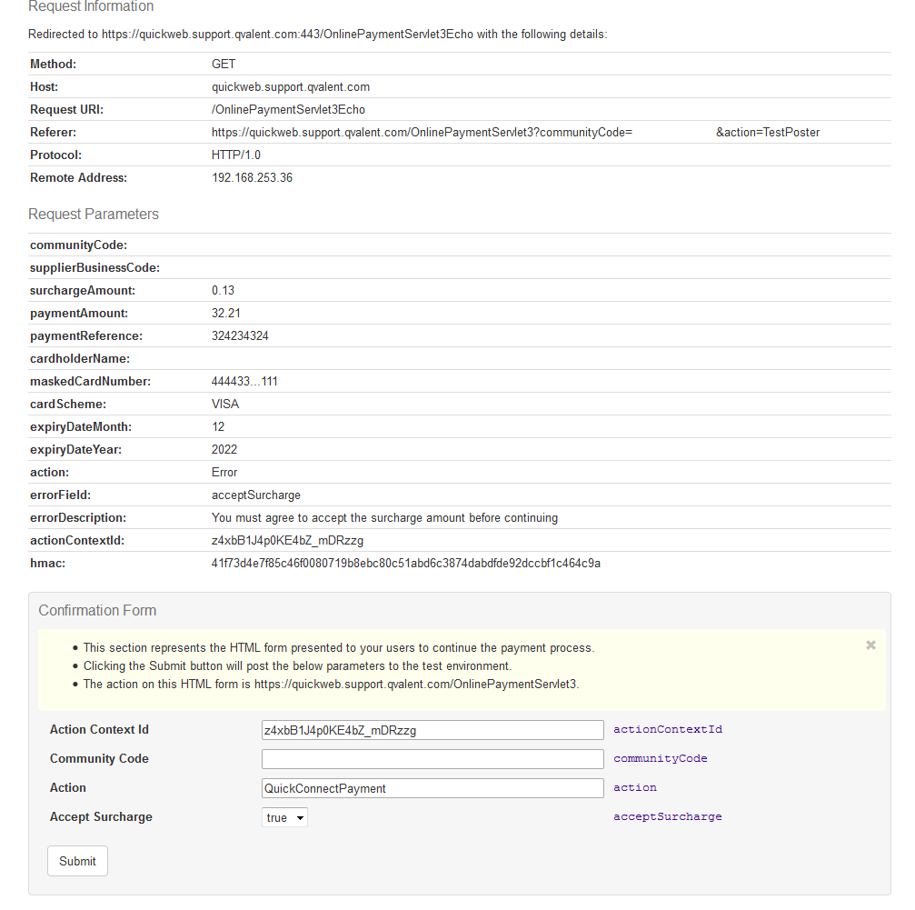 Accept surcharge test poster example